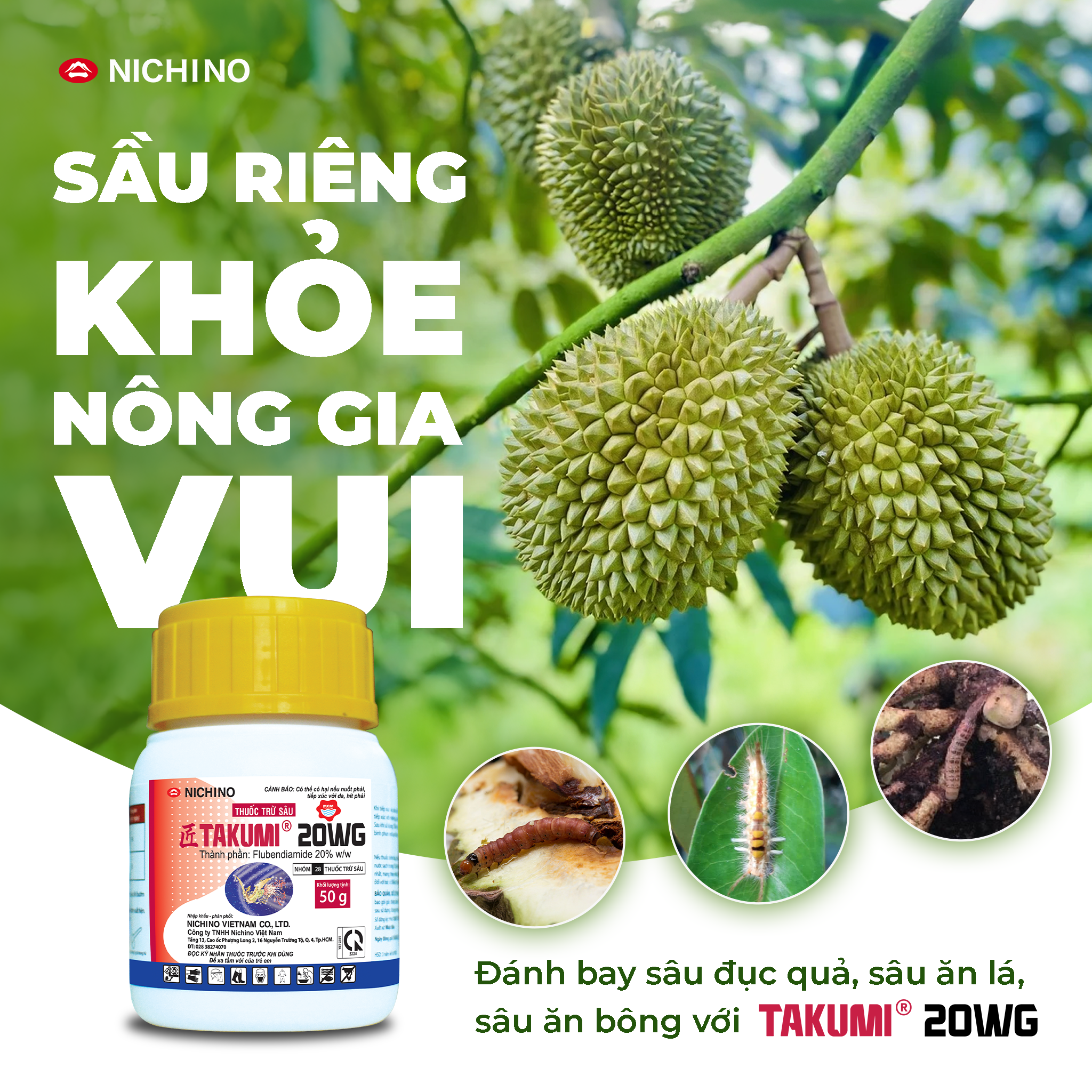Thuốc trừ sâu Takumi 20WG – đặc trị sâu đục quả sầu riêng