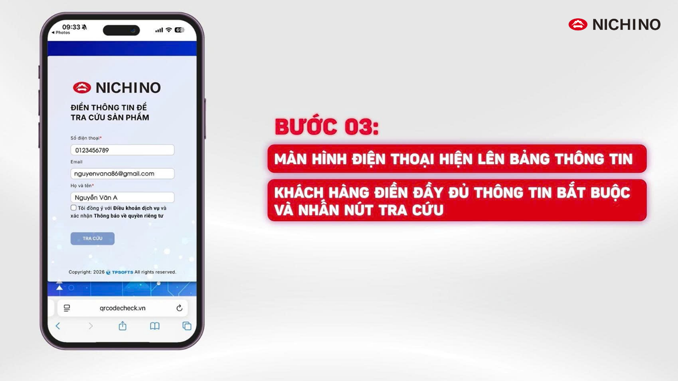 Bước 3: Nhập số điện thoại, họ tên, email (nếu có) và nhấn Tra cứu.