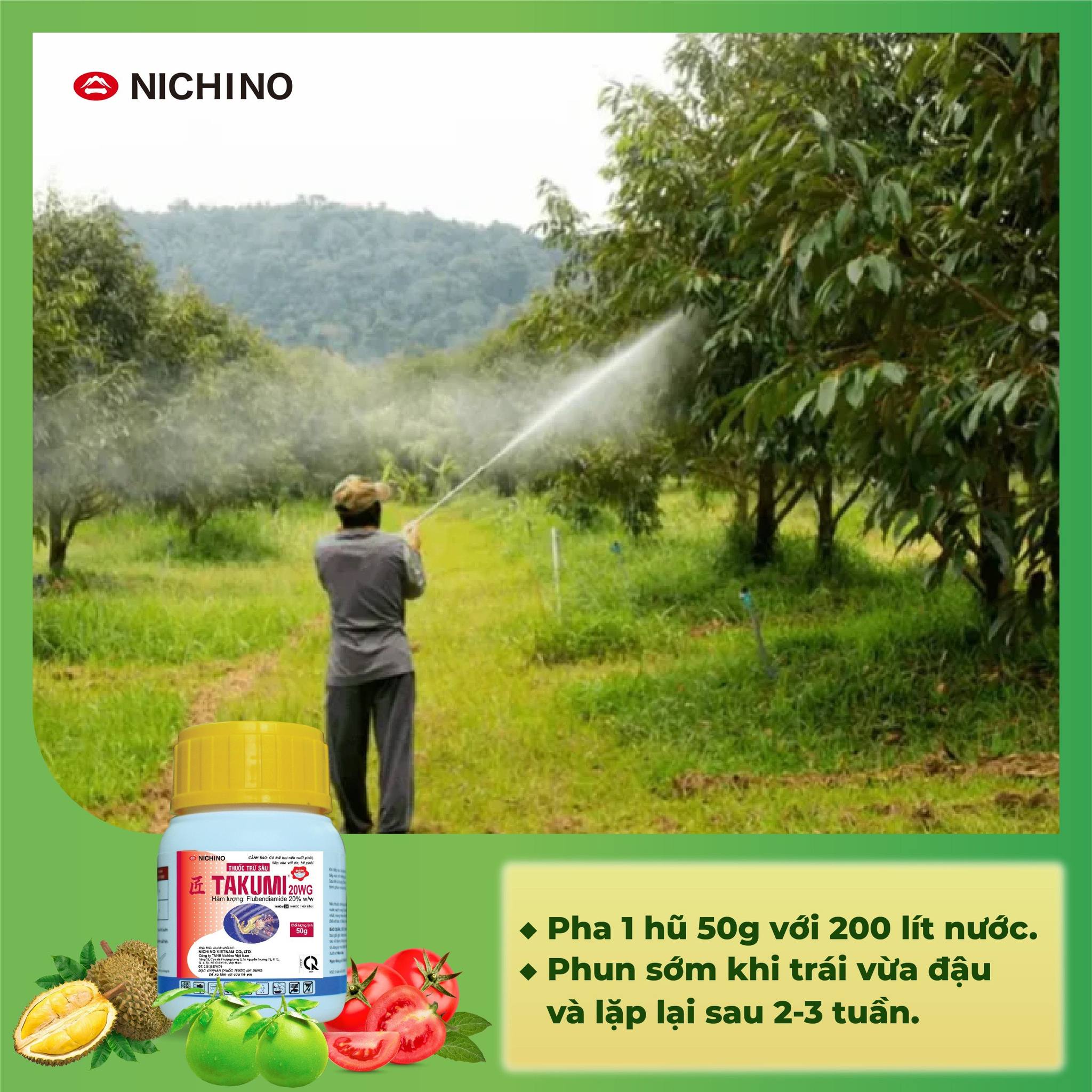 Bảo vệ sâu đục sầu riêng cùng Takumi 20wg