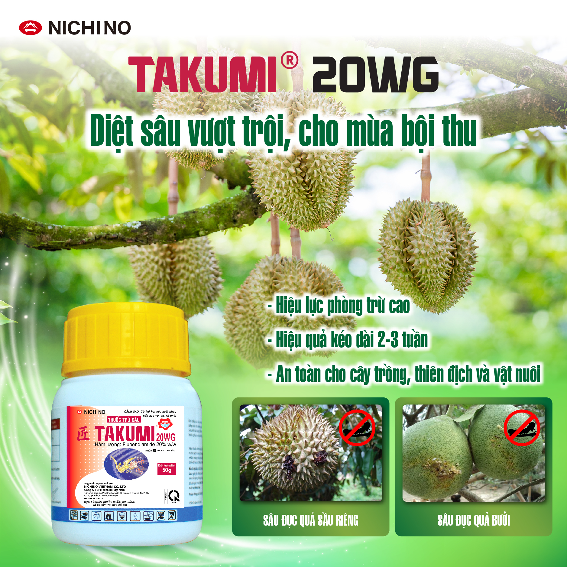 Takumi 20wg - giải pháp tối ưu phòng trừ sâu đục quả